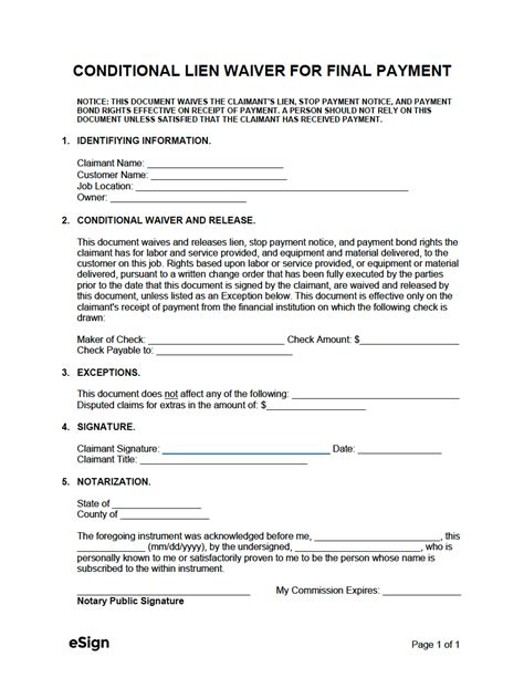 Free Lien Waiver Forms Pdf Word