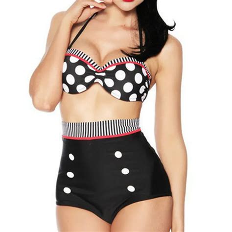 Drop Shipping Cutest Retro Swimsuit Swimwear Vintage Pin Up High Waist Bikini Set S M L Xl