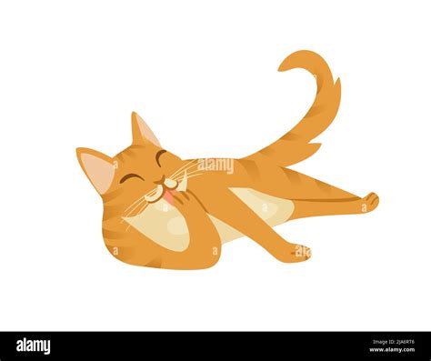 Ginger Cat Cartoon Lying On The Ground Cartoon Animal Design Vector