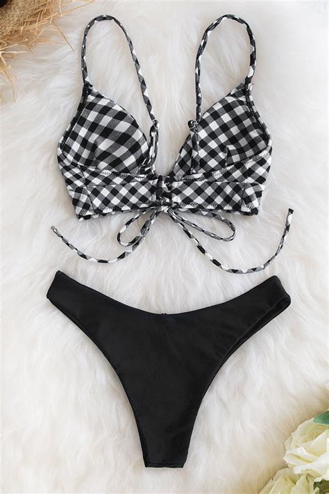 Black Gingham Bikini