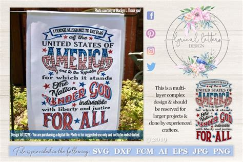 Pledge Of Allegiance Patriotic July 4th Svg Dxf Ll127b