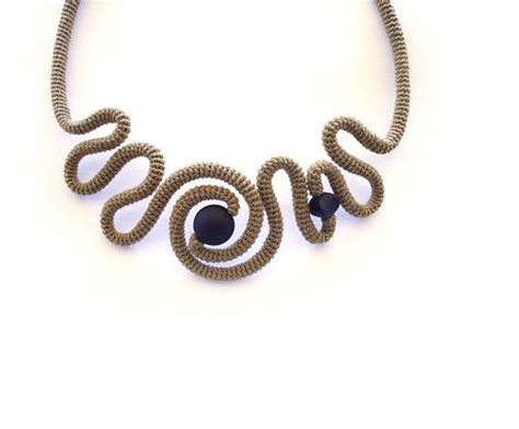 Brown Black Crochet Tube Statement Necklace Etsy Tube Necklace Black Necklace Statement