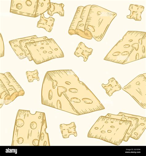 Seamless Pattern With Cheese Vector Cheese With Holes Different