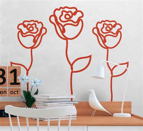 Ilustra O Minimalista De Rosas Vinil Autocolante Decorativo Jane