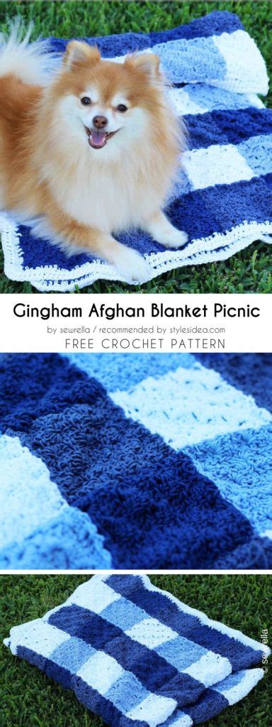 Gingham Afghan Blanket Picnic Free Crochet Pattern Styles Idea