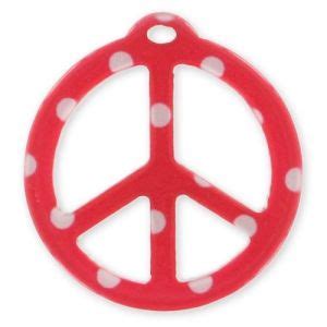 Pendentif Peace 26 Mm Pois Rouge X1 Perles Co Pendentif Perle