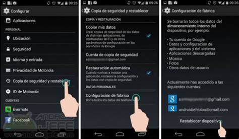 Cómo restaurar Android de fábrica Metodo 1