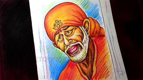 How To Draw Shirdi Sai Baba Color Drawing Youtube