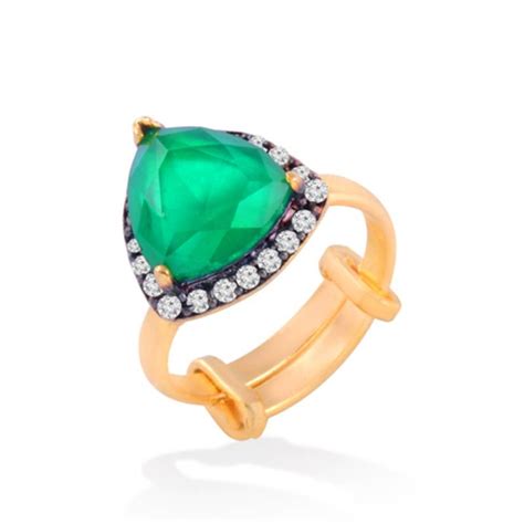 Green Cz Adjustable Size Ring 619369