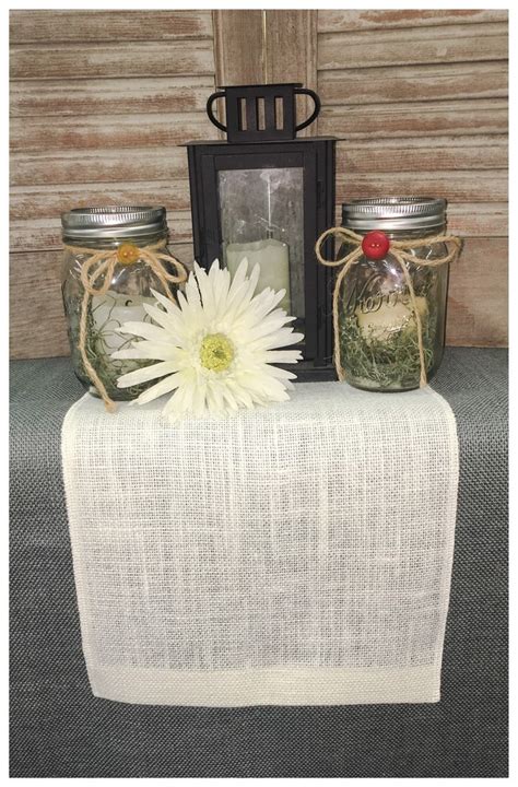 Off White Burlap Table Runner With Finished Edges Wedding Etsy