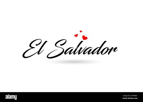 El Salvador name country word with three red love heart. Creative ...