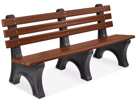 Recycled Plastic Bench with Back - 6', Brown H-2888BR - Uline