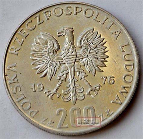 Poland 200 Zlotych 1976 Xxi Olympics Silver Coin