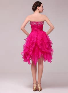 A Line Princess Sweetheart Knee Length Organza Cocktail Dress With