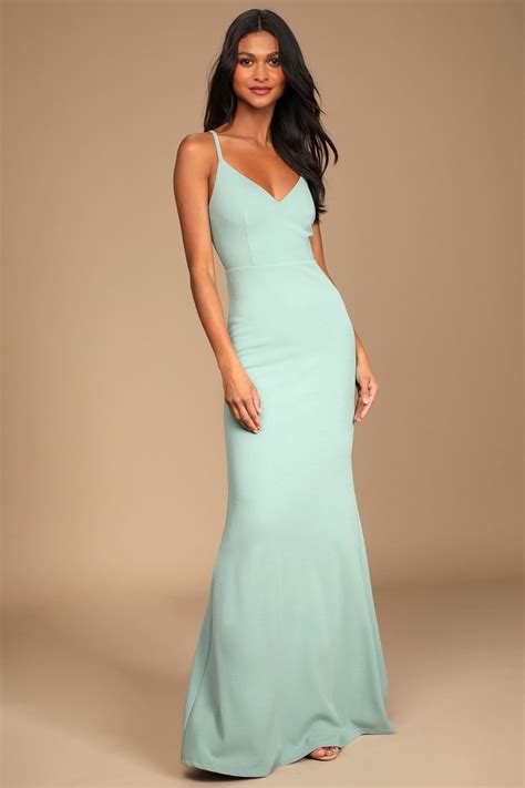 Dusty Seafoam Dress Mermaid Maxi Dress Backless Maxi Dress Lulus