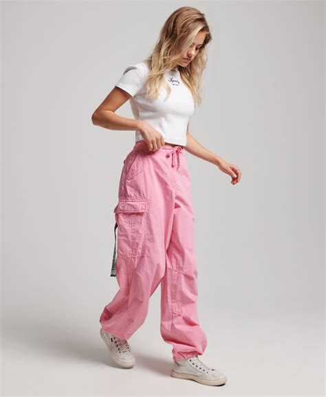 Women S Baggy Parachute Pants In Marne Pink Superdry Uk