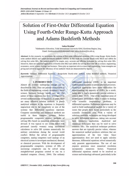 Pdf Solution Of First Order Differential Equation Using Fourth Order