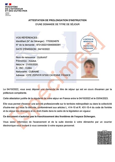 Attestation De Prolongation Dinstruction Dune Demande De Titre De