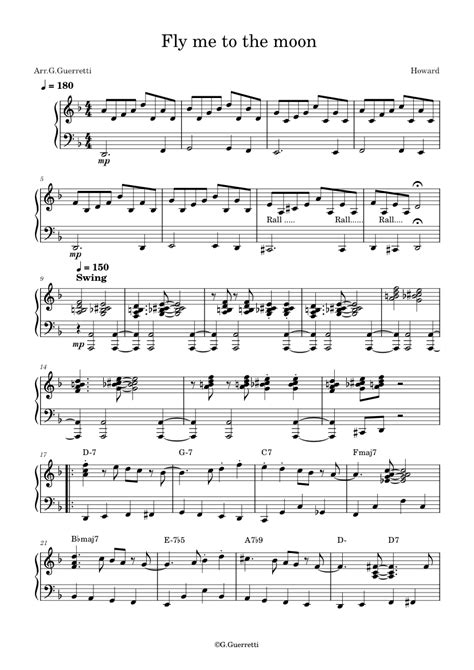 Fly Me To The Moon Bart Howard Sheet Music For Piano Solo