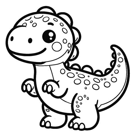 Cute Kawaii Dino 🦕 Coloring Page