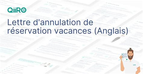 Lettre d annulation de réservation vacances Anglais modèle gratuit