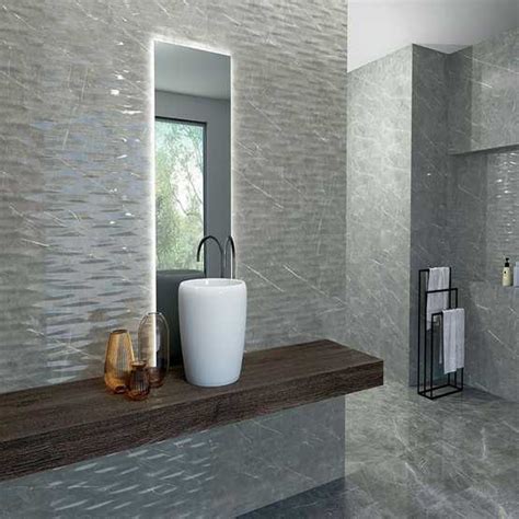 Roma Grey Gloss Marble Effect Ceramic Wall Tile 600mm X 300mm