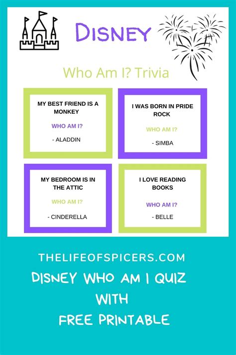 Disney Who Am I Quiz - FREE PRINTABLE - The Life Of Spicers