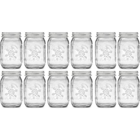 Ball Mason Glass Jars Winter Collection Snowflake 16oz Regular Mouth Bulk 12 Pint Canning