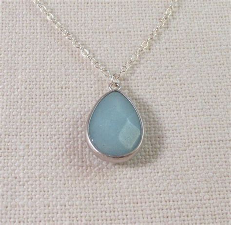 Light Blue Gemstone Necklace Sterling Silver by TheBonnyBoutique