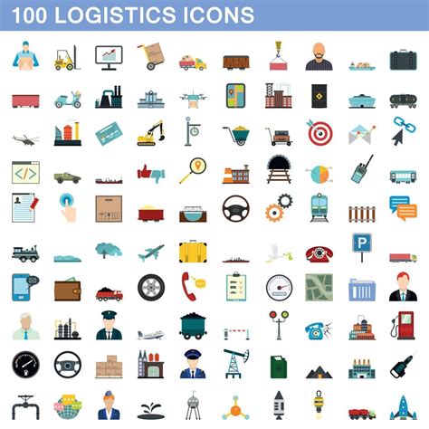 100 logistics icons set, flat style 9029812 Vector Art at Vecteezy