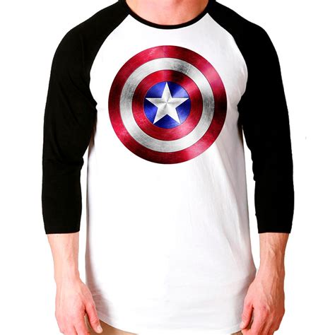 Camiseta Capitão América Escudo Marvel Raglan 3 4 Unissex R 39 90 em