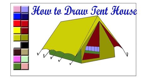 How To Draw A Tent House For Kids Youtube