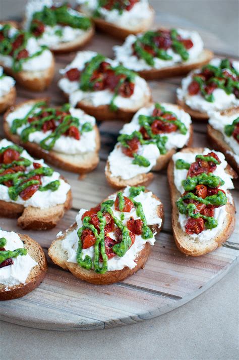 Roasted Tomato Crostini With Basil Pesto Pretty In Pistachio