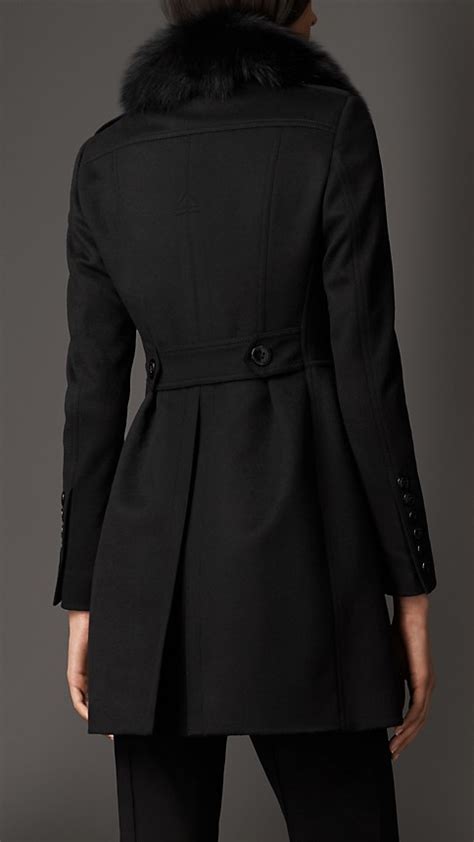 Virgin Wool Cashmere Coat With Fox Fur Collar Burberry