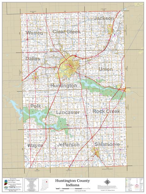 Huntington County Indiana 2024 Wall Map | Mapping Solutions