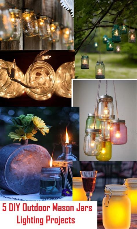 5 DIY Outdoor Mason Jars Lighting Projects | Mason jar lighting, Mason ...