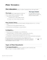 Plate Tectonics Exploring The Earth S Lithosphere And Plate Course Hero