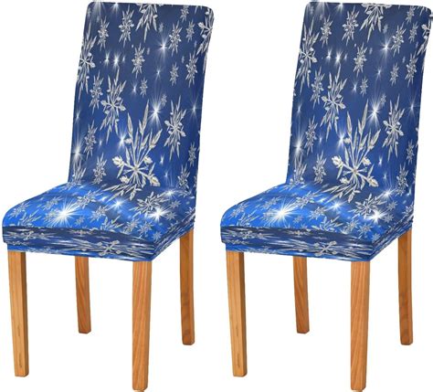 Christmas Winter Blue Snowflakes Dining Room Chair Covers Xmas Chair Slipcovers