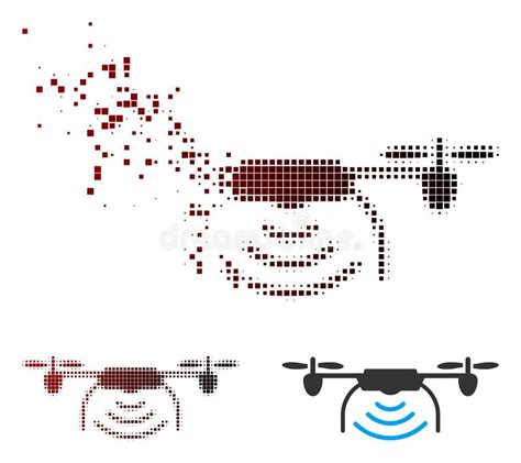 Dust Pixel Halftone Radio Transmitter Airdrone Icon Stock Vector