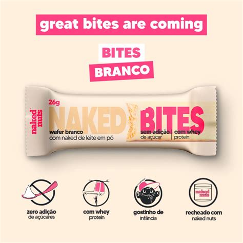 12x Naked Bites Wafer de Chocolate Branco Naked de Leite em Pó