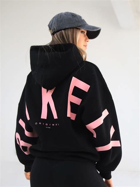 Buy Blakely Members Isabel Black And Pink Oversized Hoodie Free