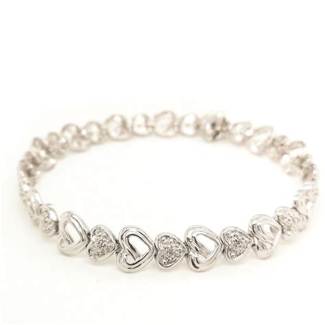 18k White Gold Diamond Hearts Bracelet Valuemax Jewellery