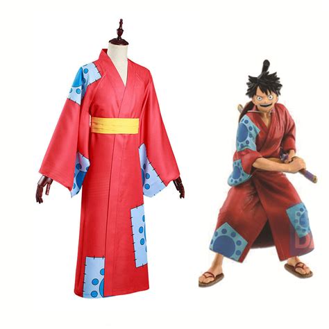 Anime Ein St Ck Wano Land Affe D Luffy Cosplay Kimono Kost M F R