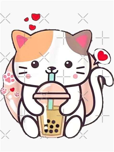 Cat Boba Tea Bubble Tea Kawaii Anime Japanese Neko Girl Teen Sticker