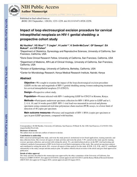 PDF Impact Of Loop Electrosurgical Excision Procedure For Cervical