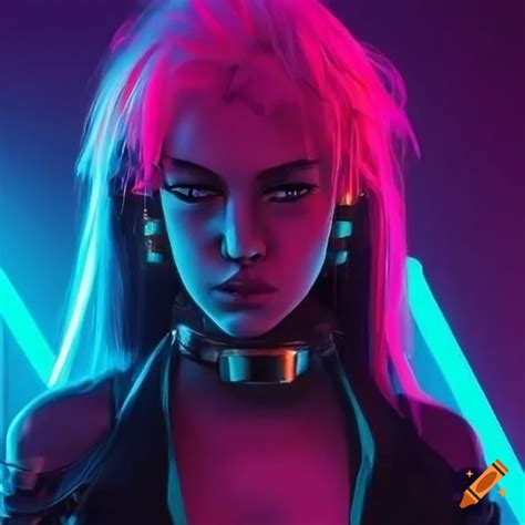 Realistic Depiction Of A Cyberpunk Girl In Neon Lights On Craiyon