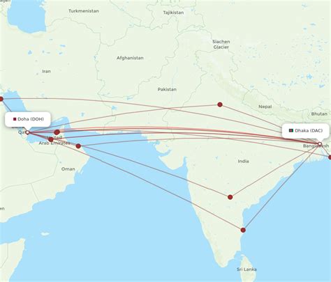 All Flight Routes From Dhaka To Doha Dac To Doh Flight Routes