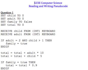 Gcse Computer Science Tracing And Debugging Pseudocode Worksheet