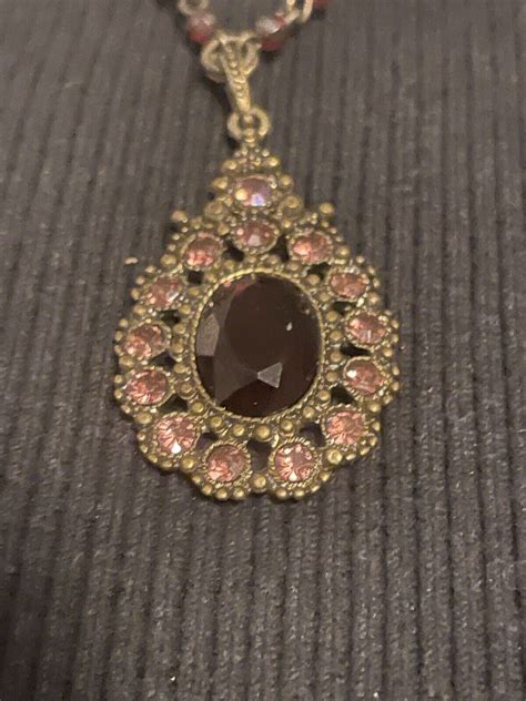 Vintage Victorian Style Antique Tone Rhinestone Pendant Necklace By Avon Sp Ebay