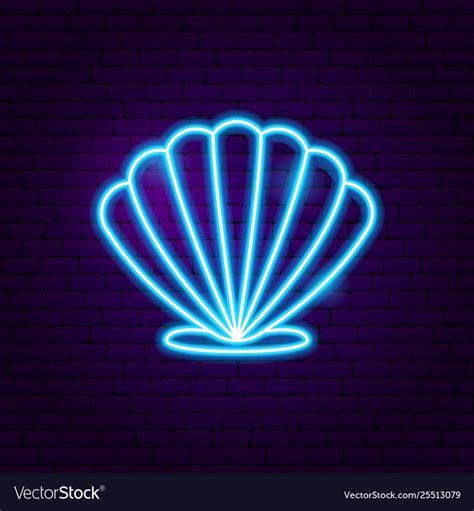 Seashell Neon Label Royalty Free Vector Image Vectorstock Neon Wall